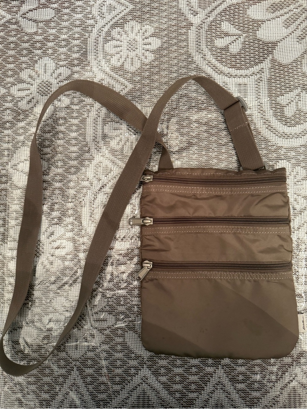 Men's or Women’s Slim Polyester Crossbody Bag in Brown by Eddie Bauer